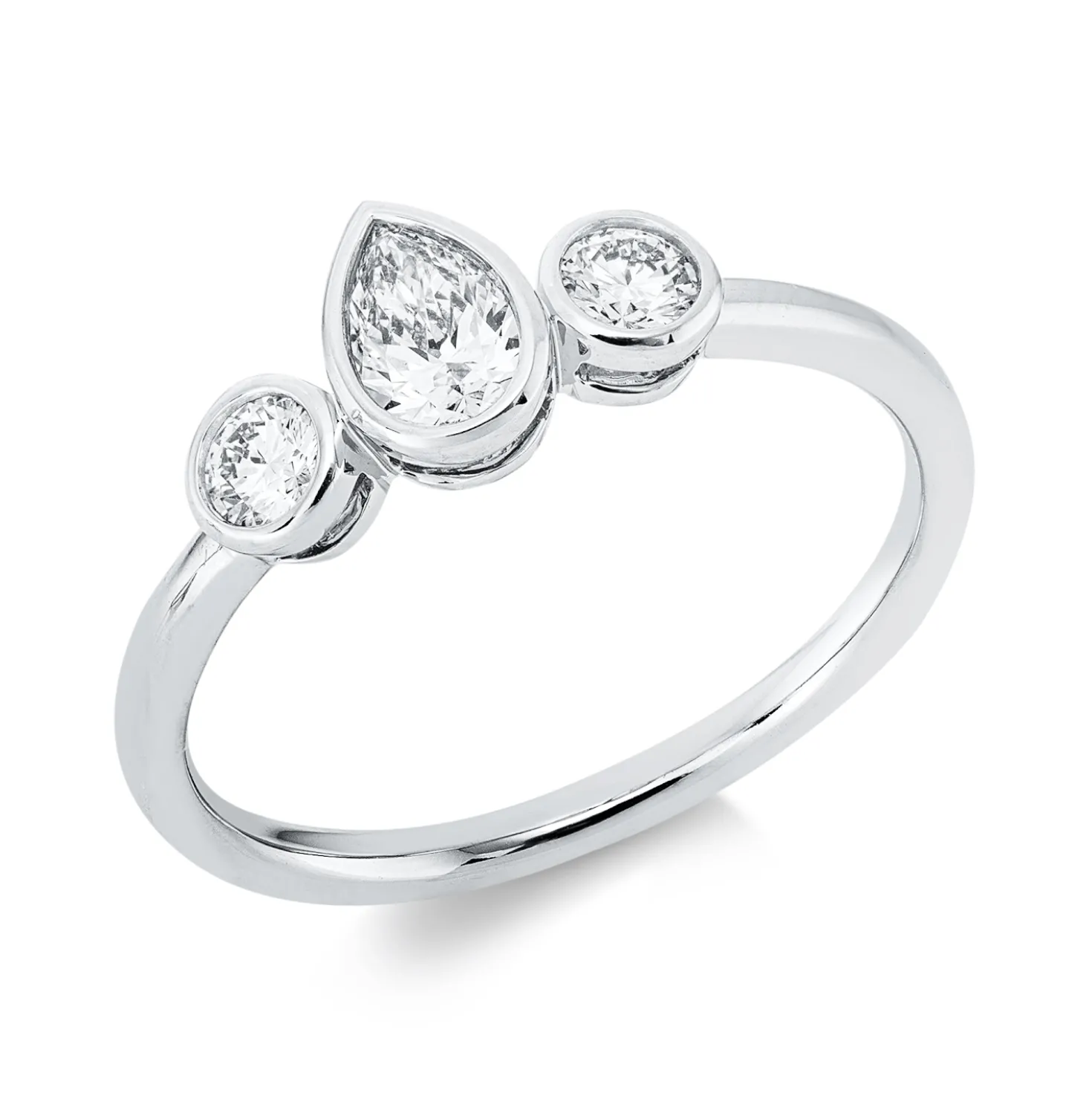 Ring aus 750 Gold Weißgold 3 Diamanten 0,44ct TW-SI B:6,6mm