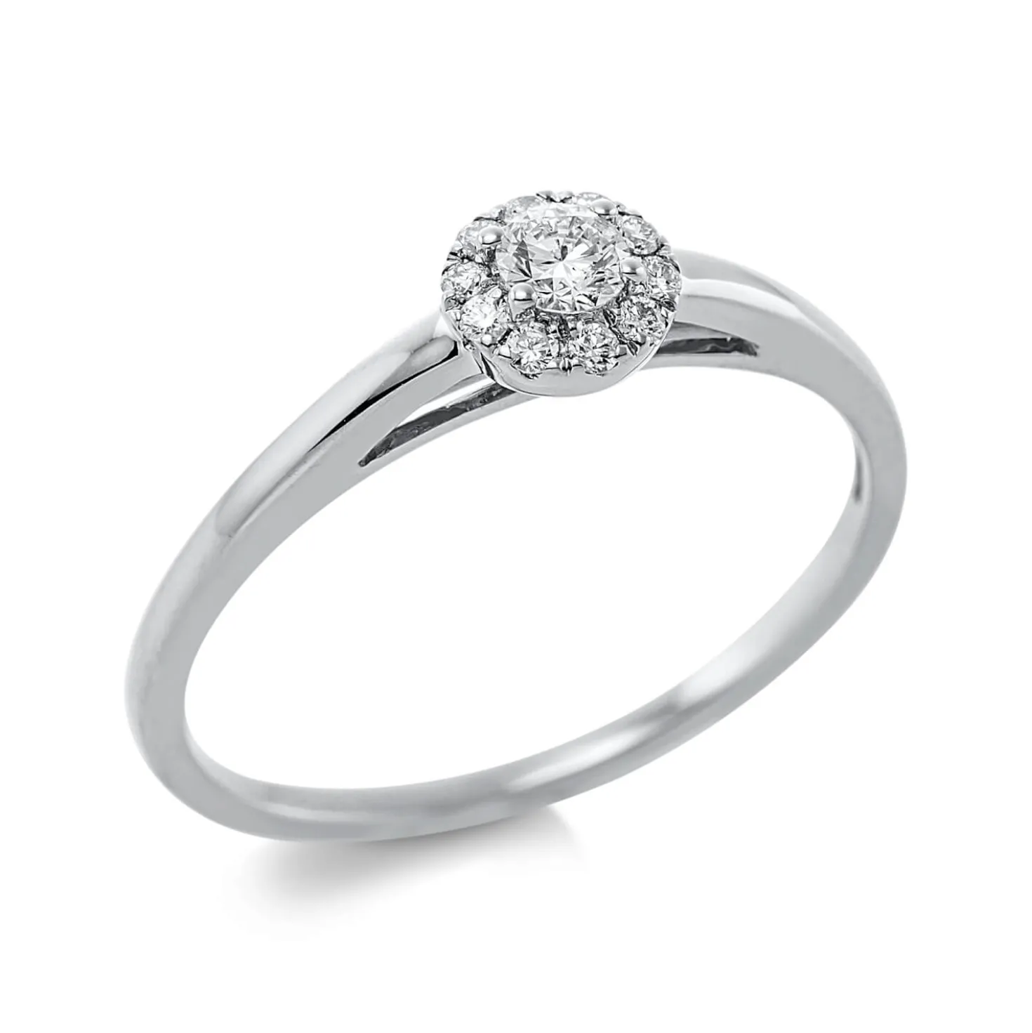 Ring aus 750 Gold Weißgold 11 Diamanten 0,18ct TW-SI B:5,1mm