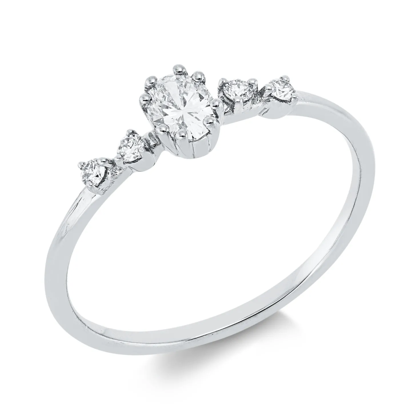 Ring aus 750 Gold Weißgold 5 Diamanten 0,26ct TW-SI B:4,5mm