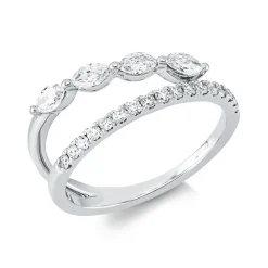 Ring aus 750 Gold Weißgold 21 Diamanten 0,6ct TW-SI B:7,1mm