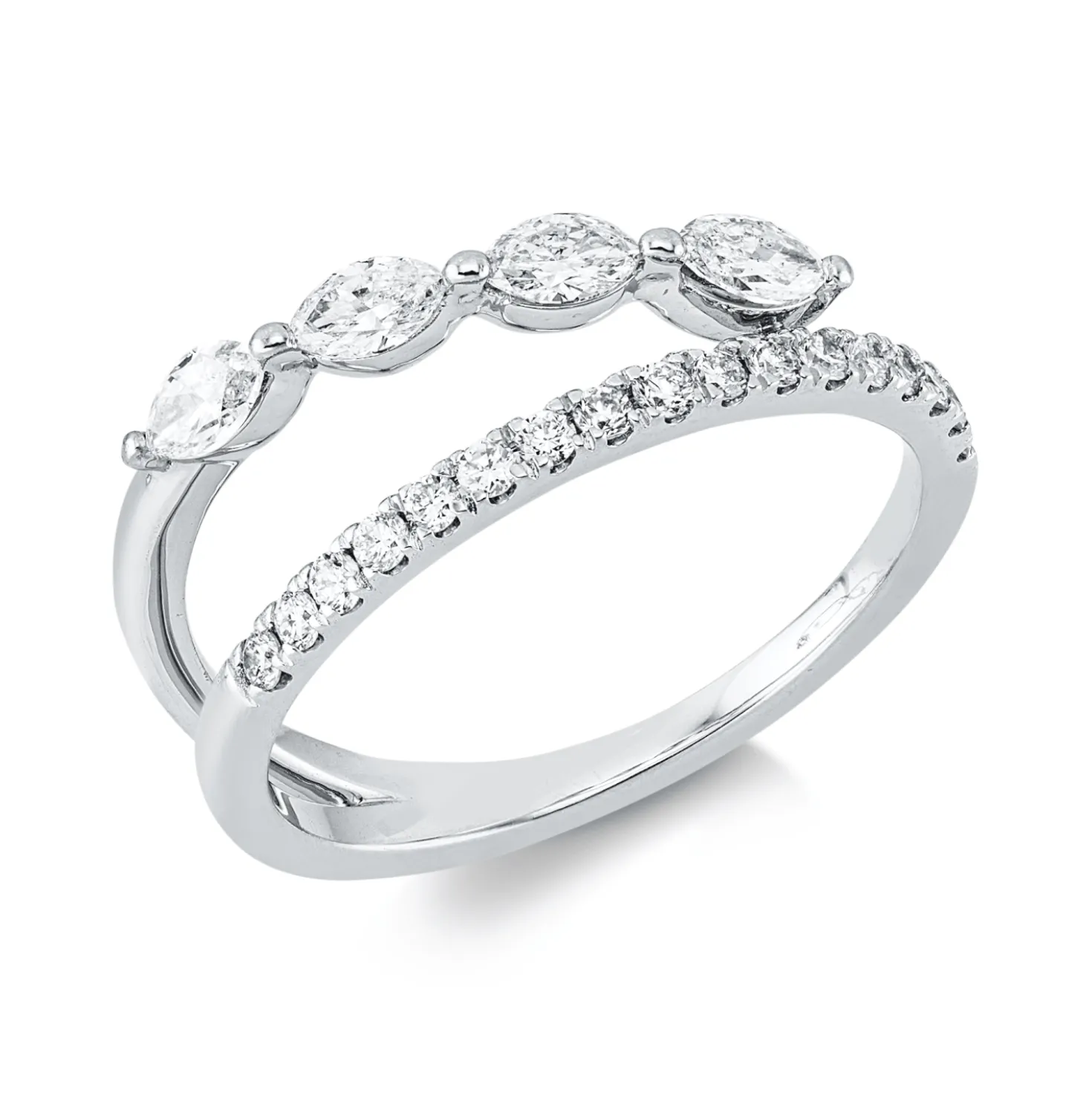 Ring aus 750 Gold Weißgold 21 Diamanten 0,6ct TW-SI B:7,1mm