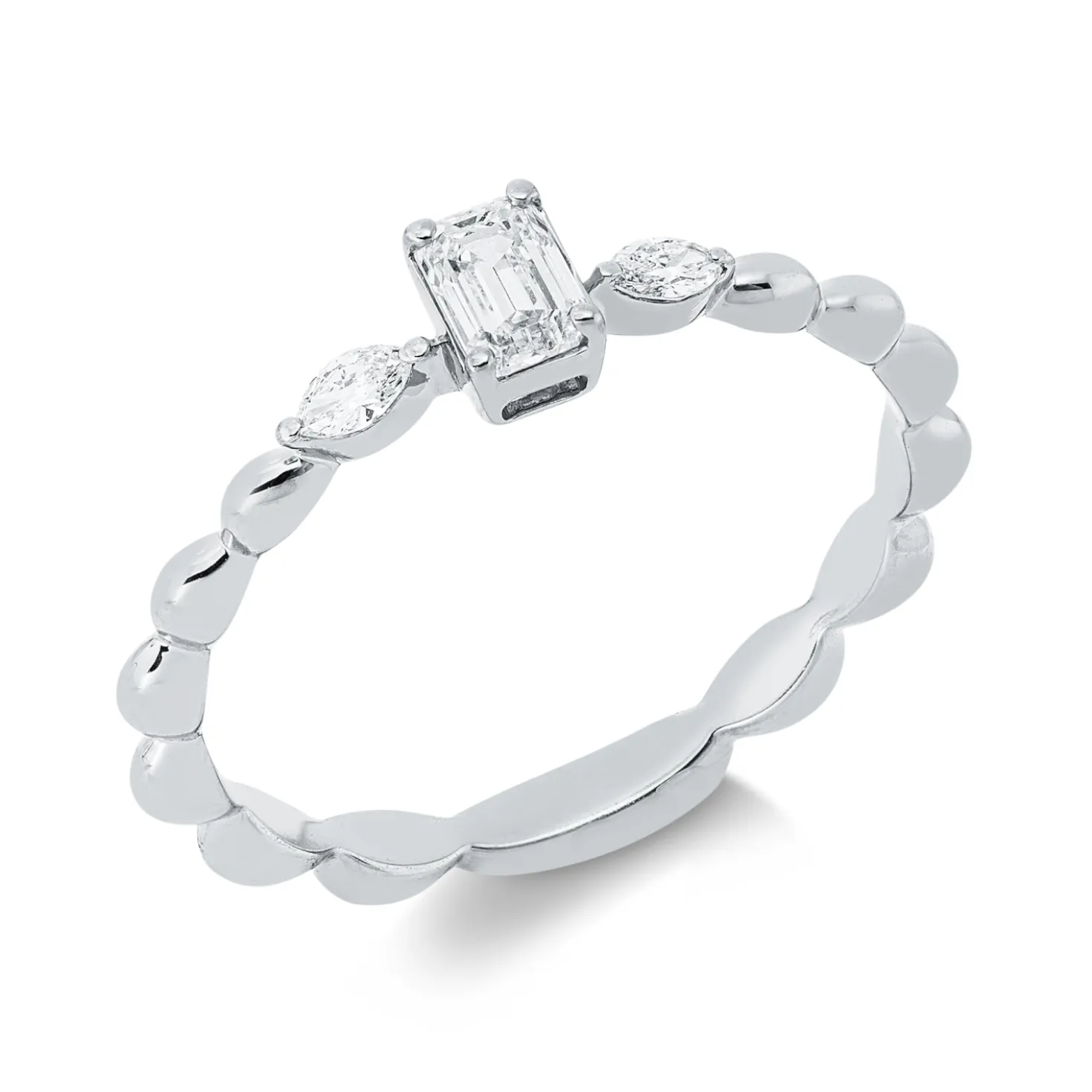 Ring aus 750 Gold Weißgold 3 Diamanten 0,34ct TW-SI B:4,4mm