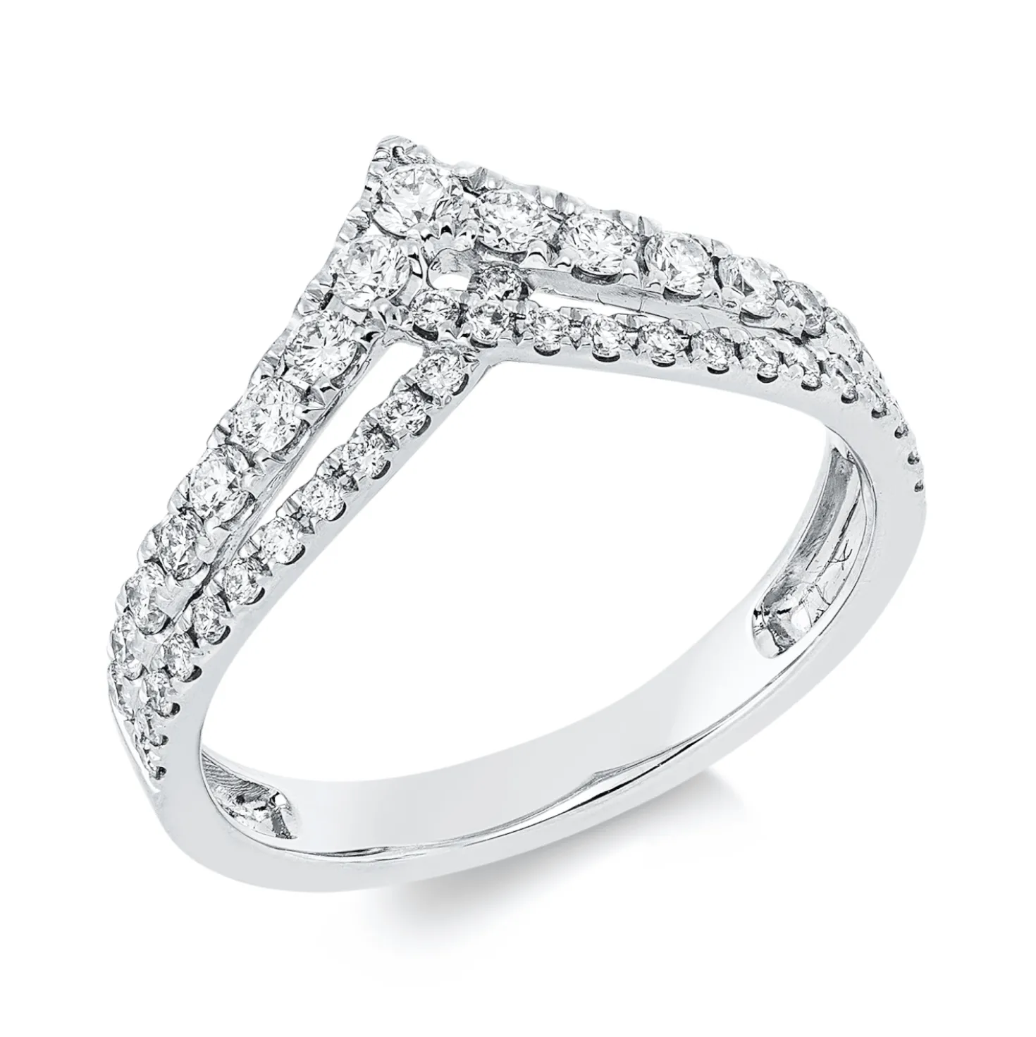 Ring aus 750 Gold Weißgold 42 Diamanten 0,53ct TW-SI B:9mm