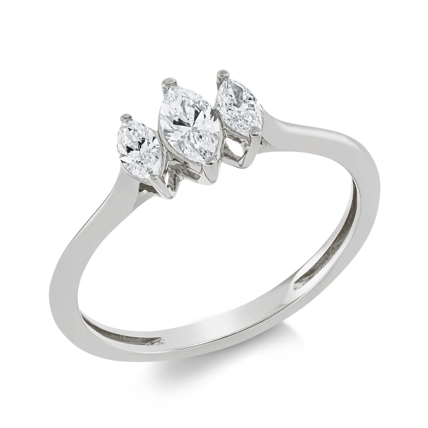 Ring aus 750 Gold Weißgold 3 Diamanten 0,33ct TW-SI B:6,5mm