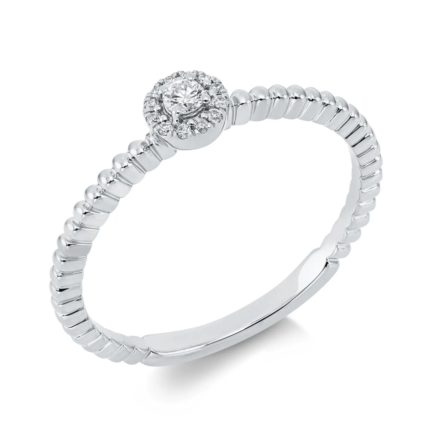 Ring aus 750 Gold Weißgold 13 Diamanten 0,09ct TW-SI B:4,7mm