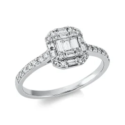 Ring aus 750 Gold Weißgold 37 Diamanten 0,56ct TW-SI B:8,6mm