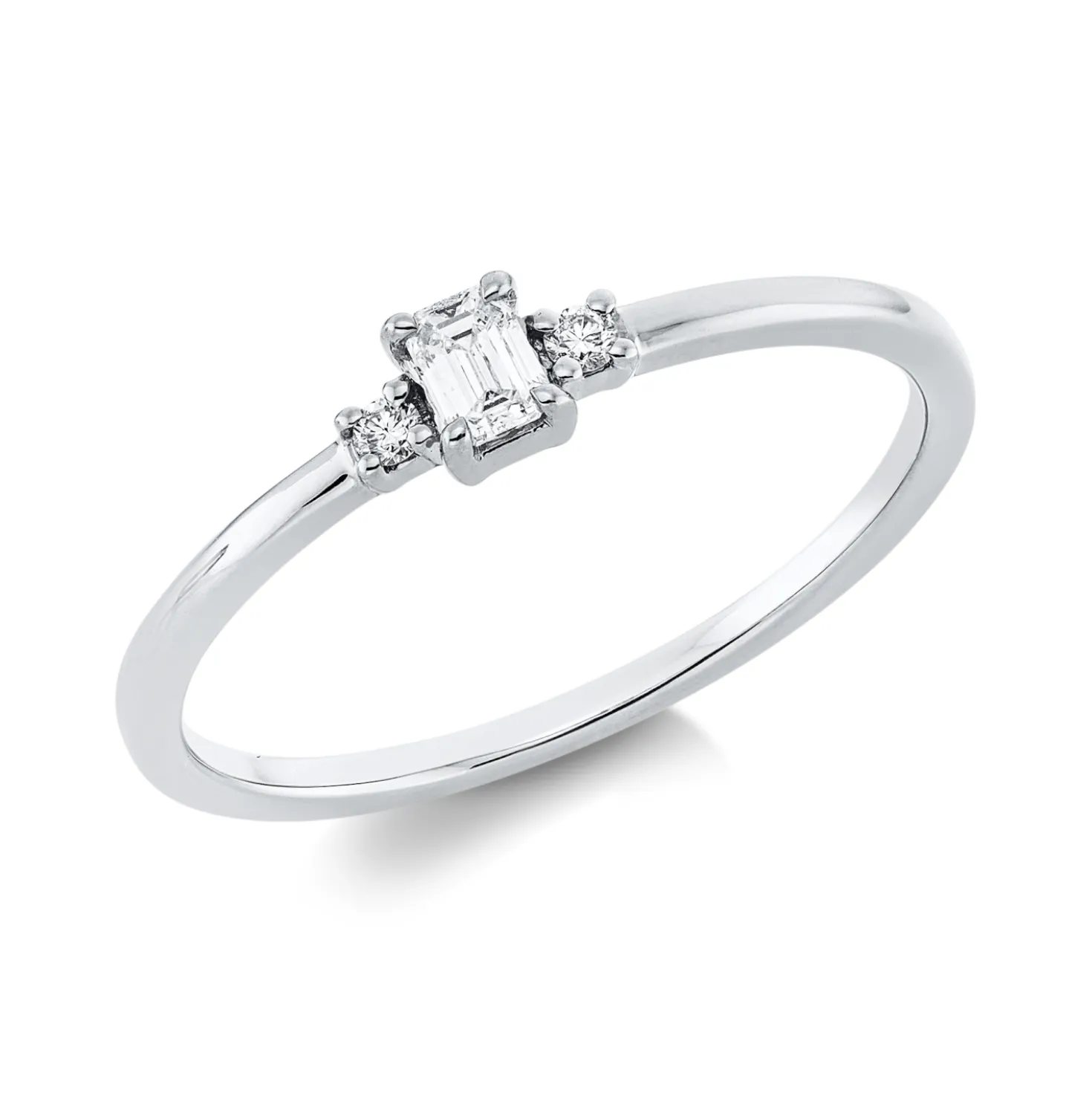 Ring aus 750 Gold Weißgold 3 Diamanten 0,13ct TW-SI B:3,7mm 4er-Krappe