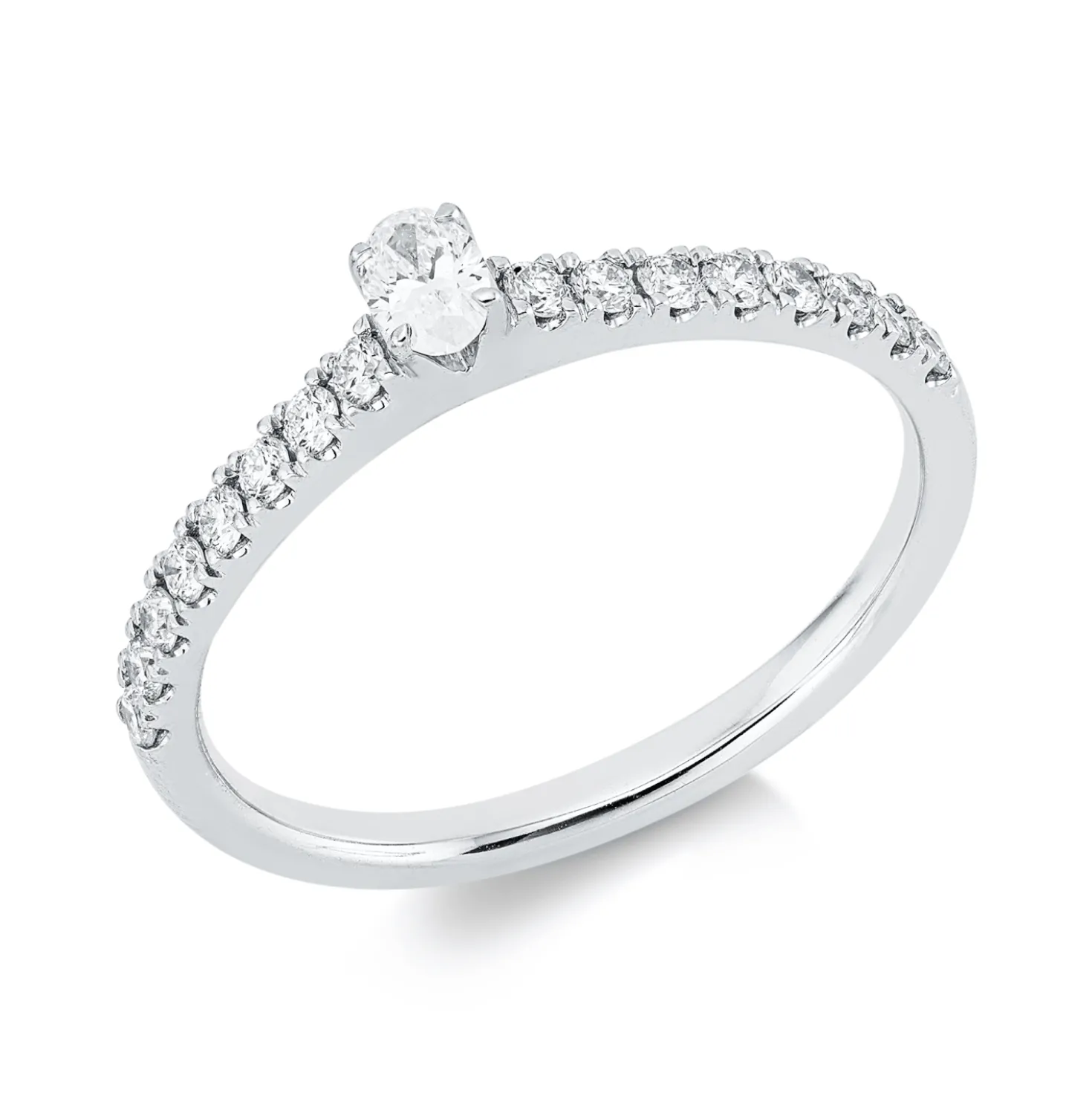 Ring aus 750 Gold Weißgold 17 Diamanten 0,34ct TW-SI B:3,7mm 4er-Krappe