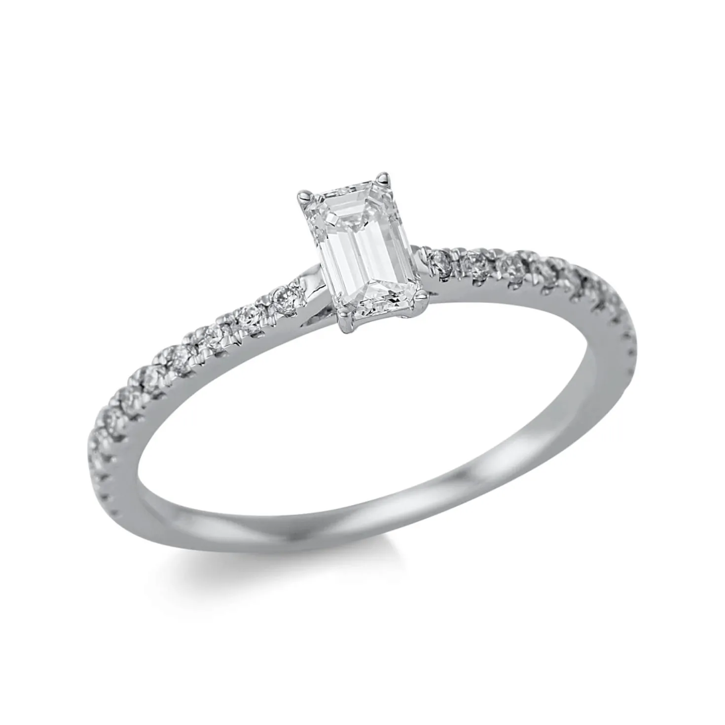 Ring aus 750 Gold Weißgold 23 Diamanten 0,53ct TW-SI B:5,3mm 4er-Krappe