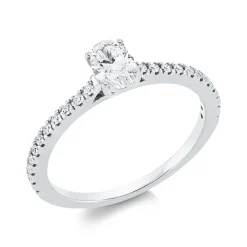 Ring aus 750 Gold Weißgold 23 Diamanten 0,54ct TW-SI B:5,8mm 4er-Krappe