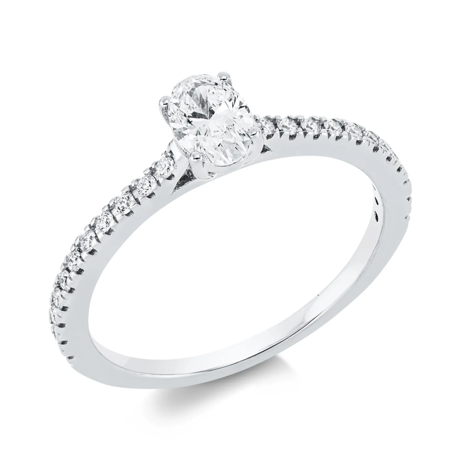 Ring aus 750 Gold Weißgold 23 Diamanten 0,54ct TW-SI B:5,8mm 4er-Krappe