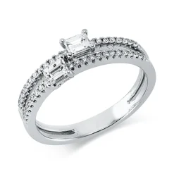 Ring aus 750 Gold Weißgold 42 Diamanten 0,46ct TW-SI B:5,7mm 4er-Krappe