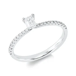 Ring aus 750 Gold Weißgold 21 Diamanten 0,41ct TW-SI B:4,8mm 4er-Krappe