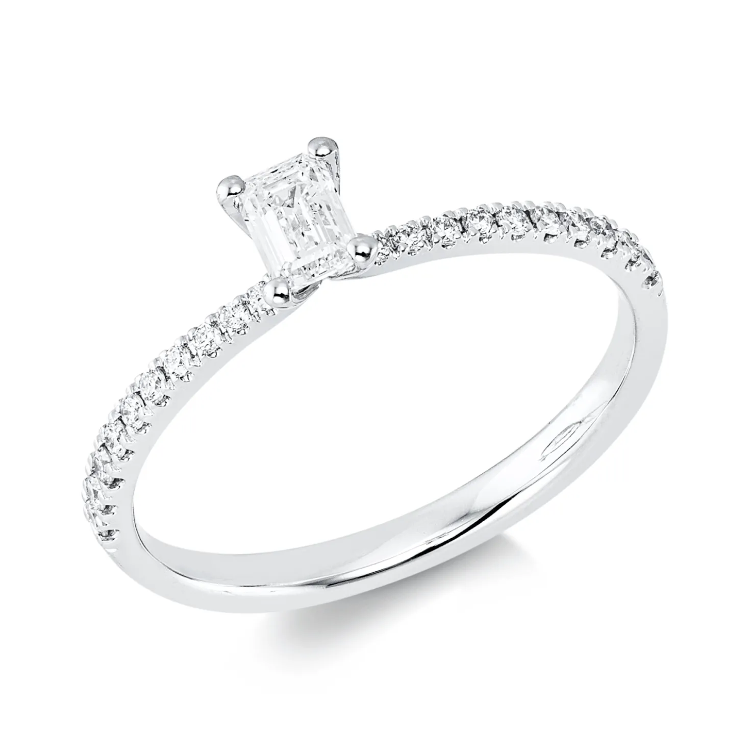 Ring aus 750 Gold Weißgold 21 Diamanten 0,41ct TW-SI B:4,8mm 4er-Krappe