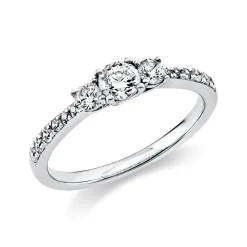 Ring aus 585 Gold Weißgold 15 Diamanten 0,58ct TW-SI B:2,1mm 4er-Krappe