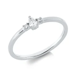 Ring aus 750 Gold Weißgold 3 Diamanten 0,13ct TW-SI B:4,1mm 3er-Krappe