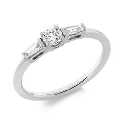 Ring aus 750 Gold Weißgold 3 Diamanten 0,33ct TW-SI B:3,7mm 4er-Krappe
