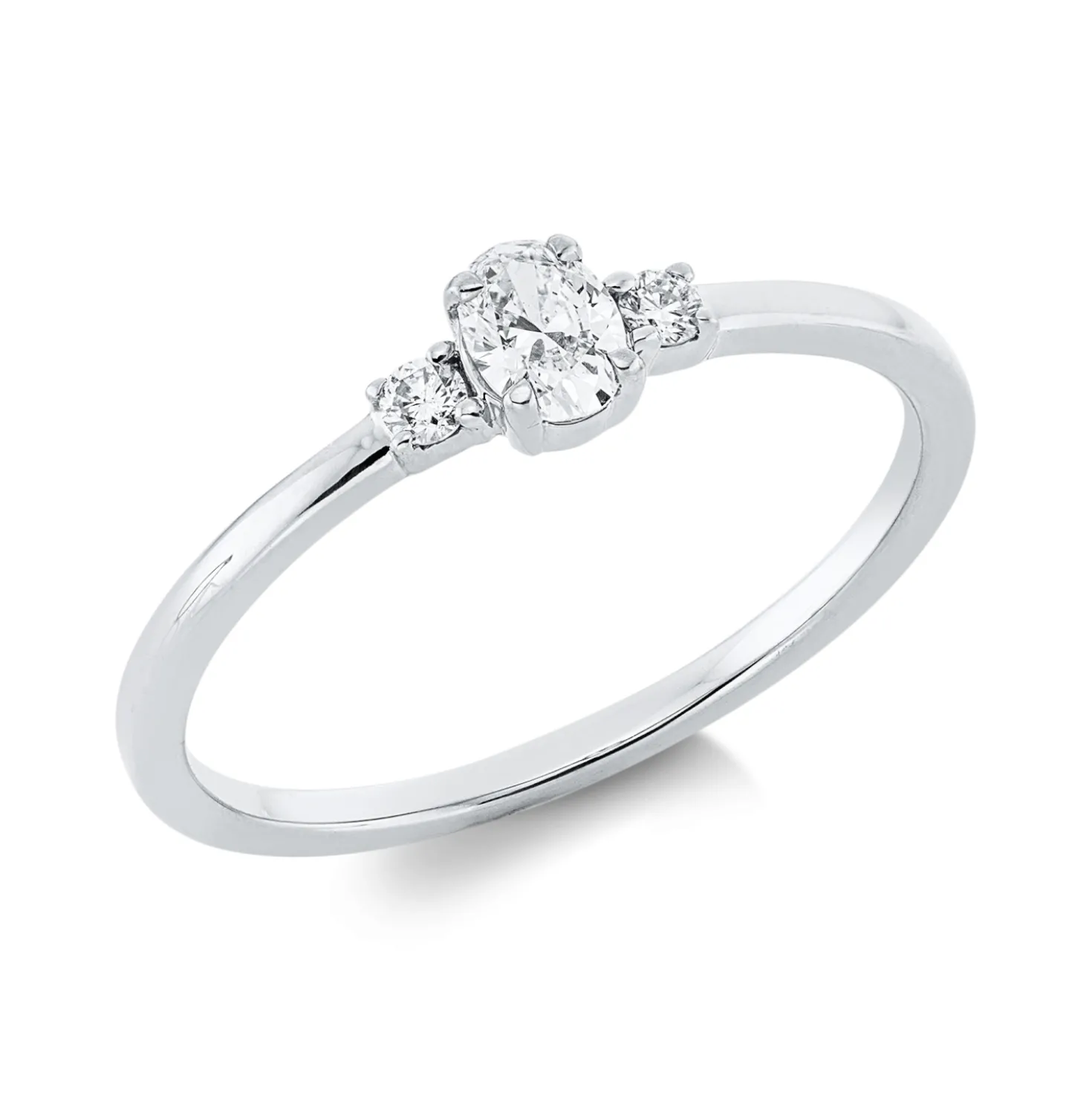 Ring aus 750 Gold Weißgold 3 Diamanten 0,23ct TW-SI B:4,3mm 4er-Krappe