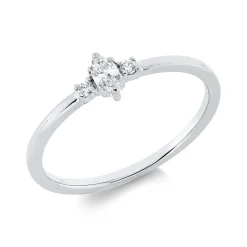 Ring aus 750 Gold Weißgold 3 Diamanten 0,13ct TW-SI B:4,9mm 6er-Krappe