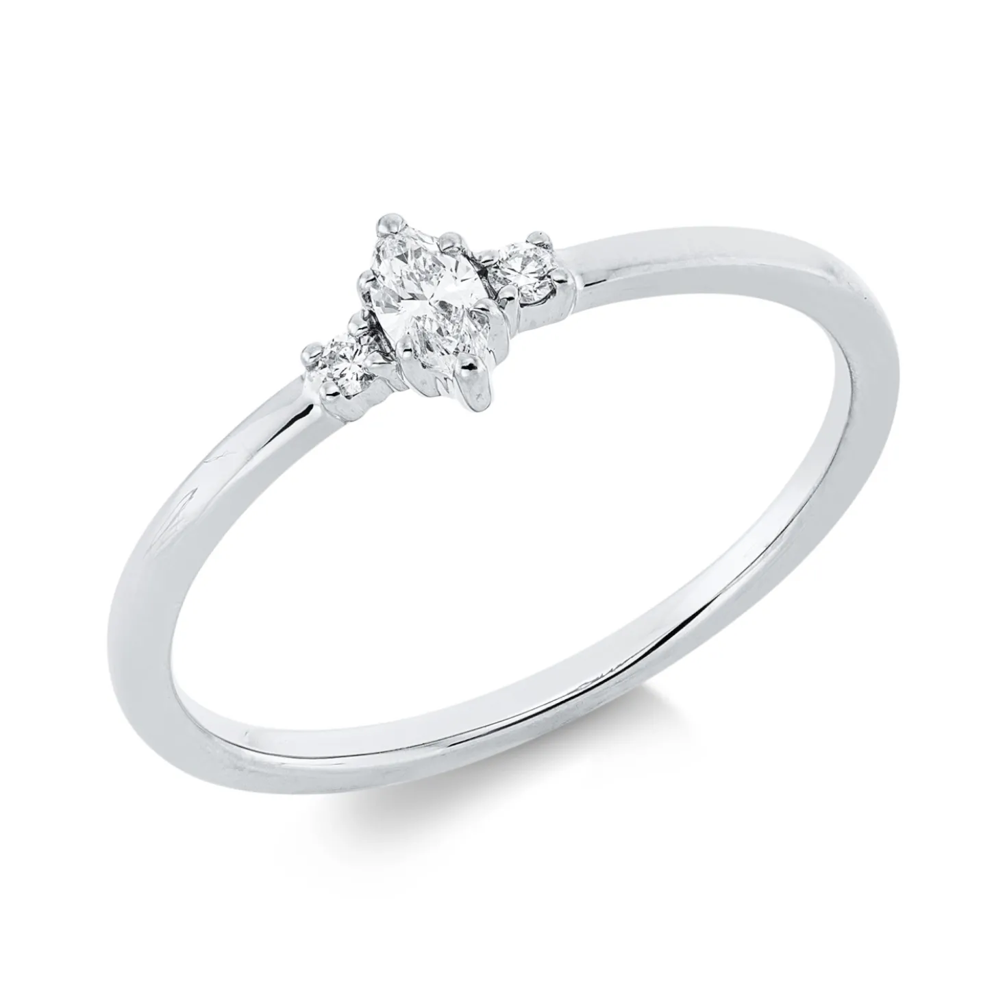 Ring aus 750 Gold Weißgold 3 Diamanten 0,13ct TW-SI B:4,9mm 6er-Krappe