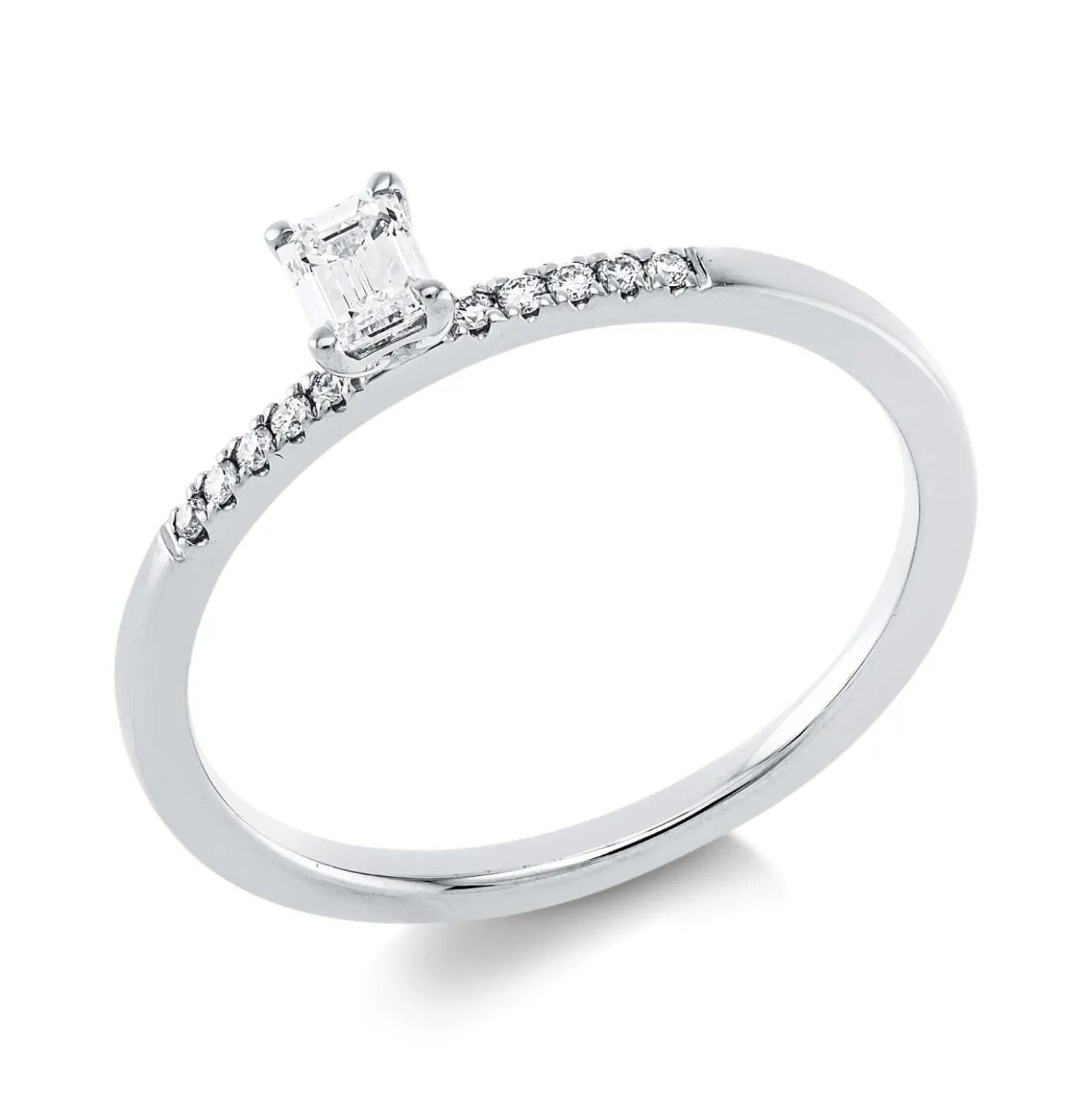 Ring aus 750 Gold Weißgold 11 Diamanten 0,27ct TW-SI B:4,4mm 4er-Krappe