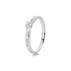 Ring aus 585 Gold Weißgold 13 Diamanten 0,34ct TW-SI B:2,6mm 4er-Krappe