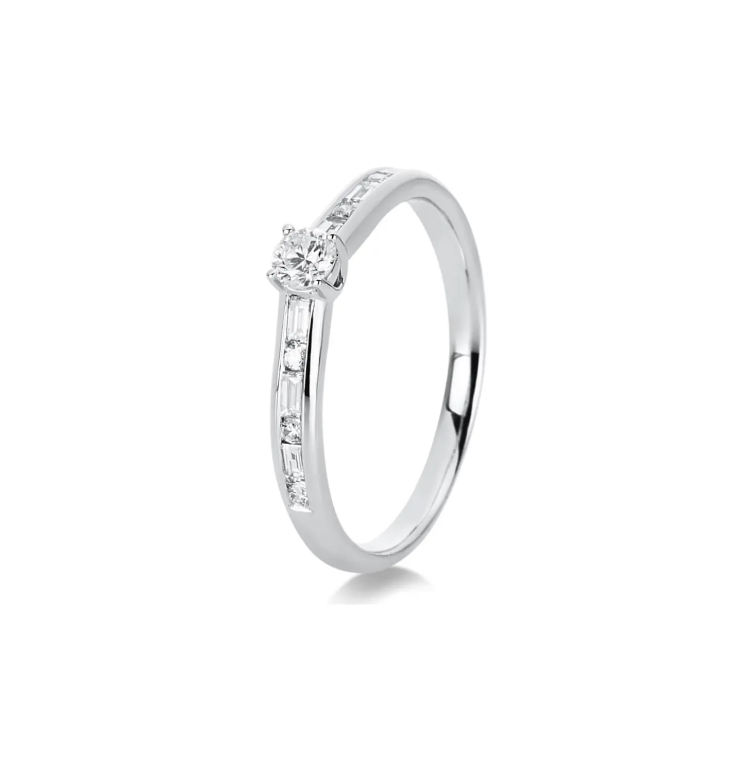 Ring aus 585 Gold Weißgold 13 Diamanten 0,34ct TW-SI B:2,6mm 4er-Krappe