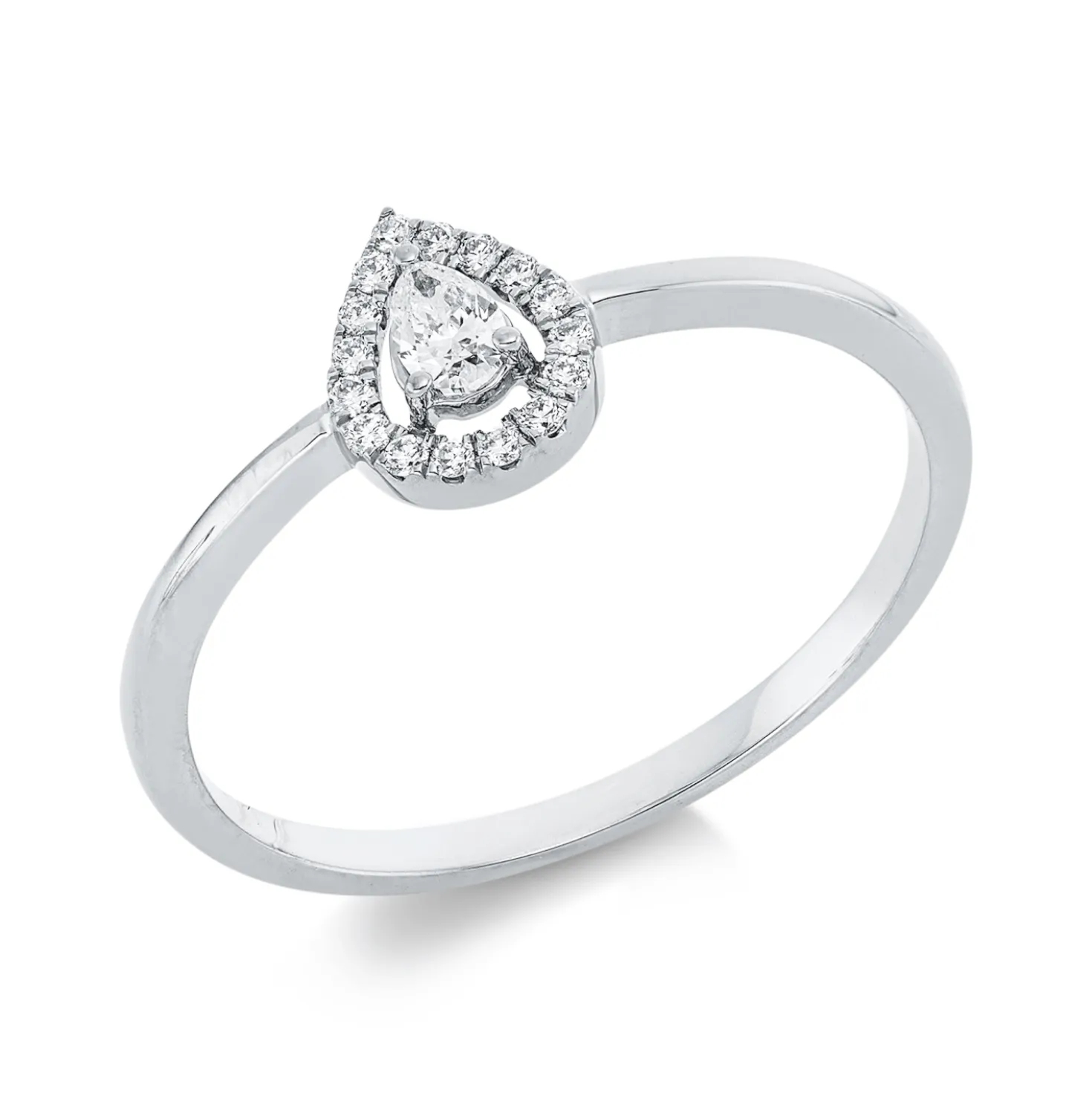 Ring aus 750 Gold Weißgold 17 Diamanten 0,14ct TW-SI B:7,2mm 3er-Krappe