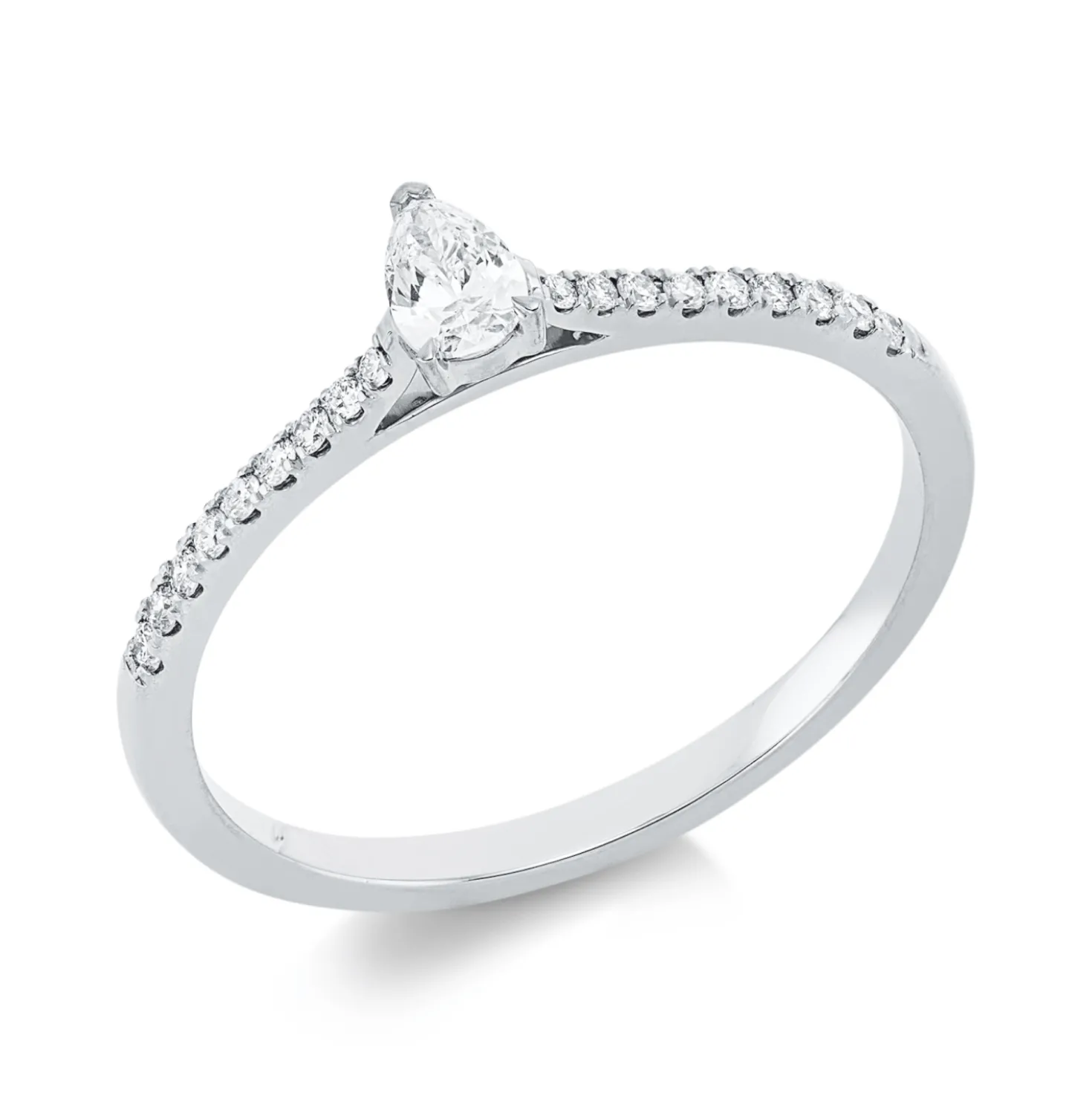 Ring aus 750 Gold Weißgold 19 Diamanten 0,24ct TW-SI B:4,8mm 3er-Krappe