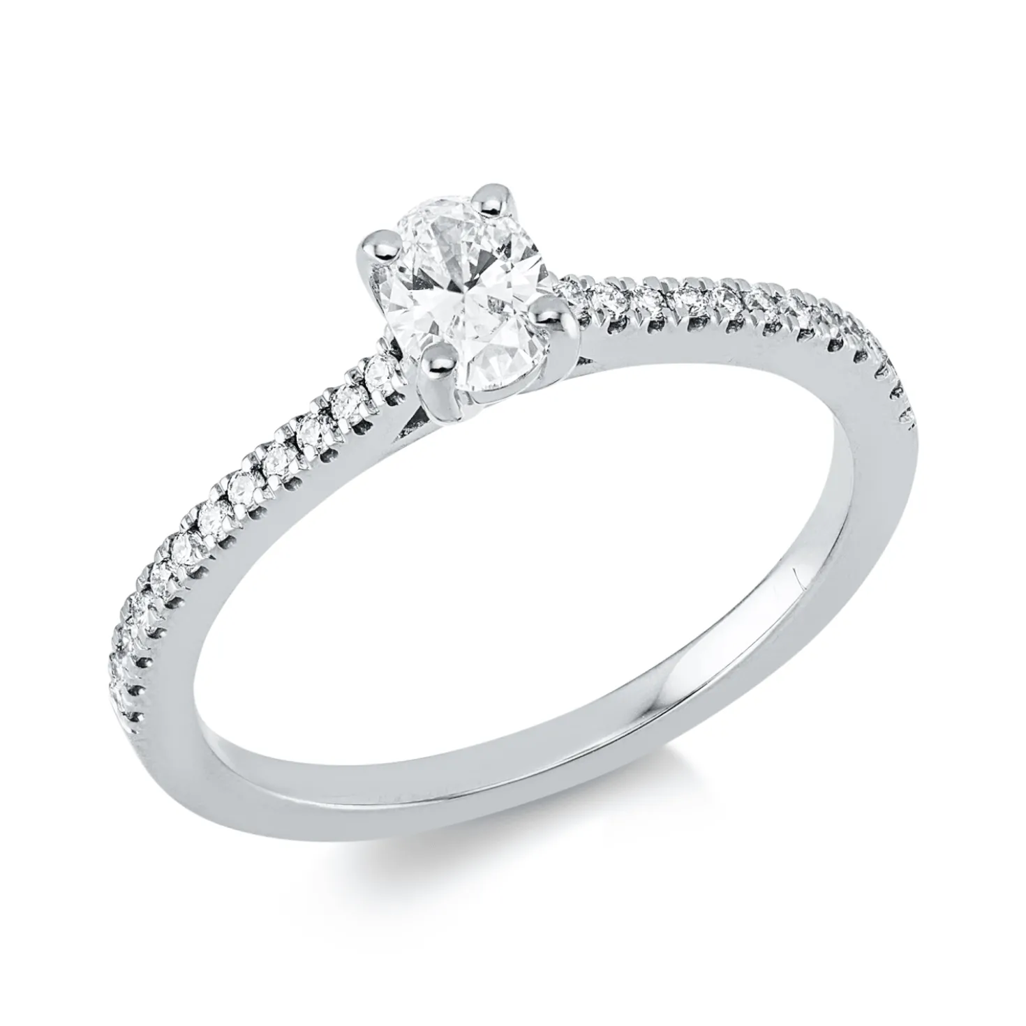 Ring aus 750 Gold Weißgold 25 Diamanten 0,44ct TW-SI B:5,3mm 4er-Krappe