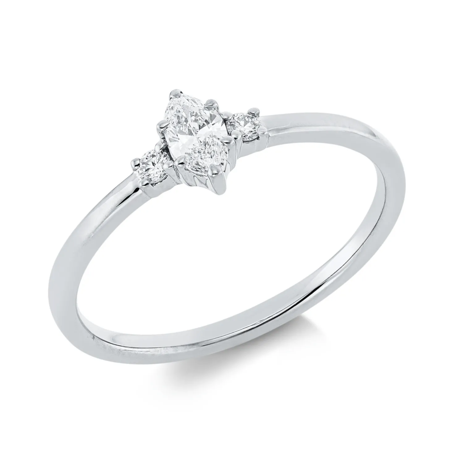 Ring aus 750 Gold Weißgold 3 Diamanten 0,24ct TW-SI B:5,8mm 6er-Krappe