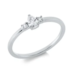 Ring aus 750 Gold Weißgold 3 Diamanten 0,23ct TW-SI B:3,7mm 3er-Krappe