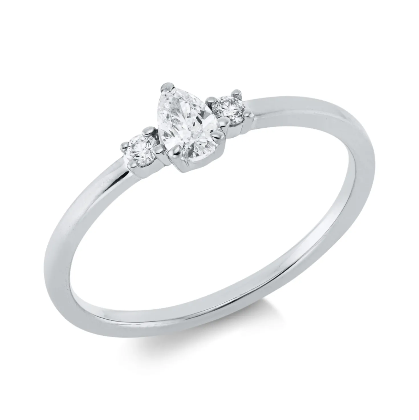 Ring aus 750 Gold Weißgold 3 Diamanten 0,23ct TW-SI B:3,7mm 3er-Krappe