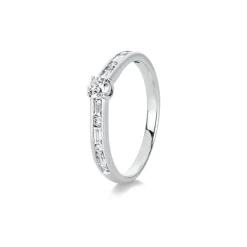 Ring aus 585 Gold Weißgold 13 Diamanten 0,48ct TW-SI B:2,4mm 4er-Krappe