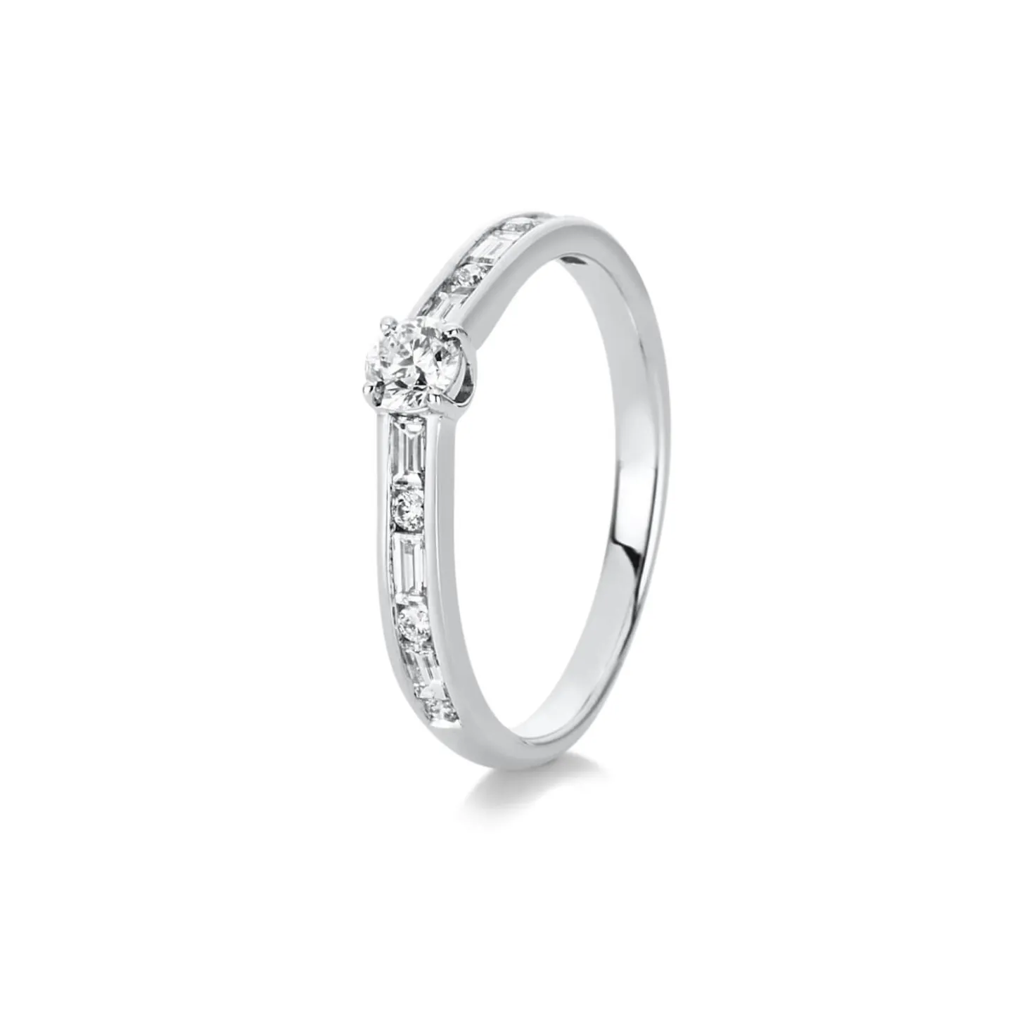 Ring aus 585 Gold Weißgold 13 Diamanten 0,48ct TW-SI B:2,4mm 4er-Krappe
