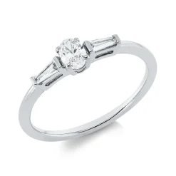 Ring aus 750 Gold Weißgold 3 Diamanten 0,31ct TW-SI B:4,6mm 4er-Krappe