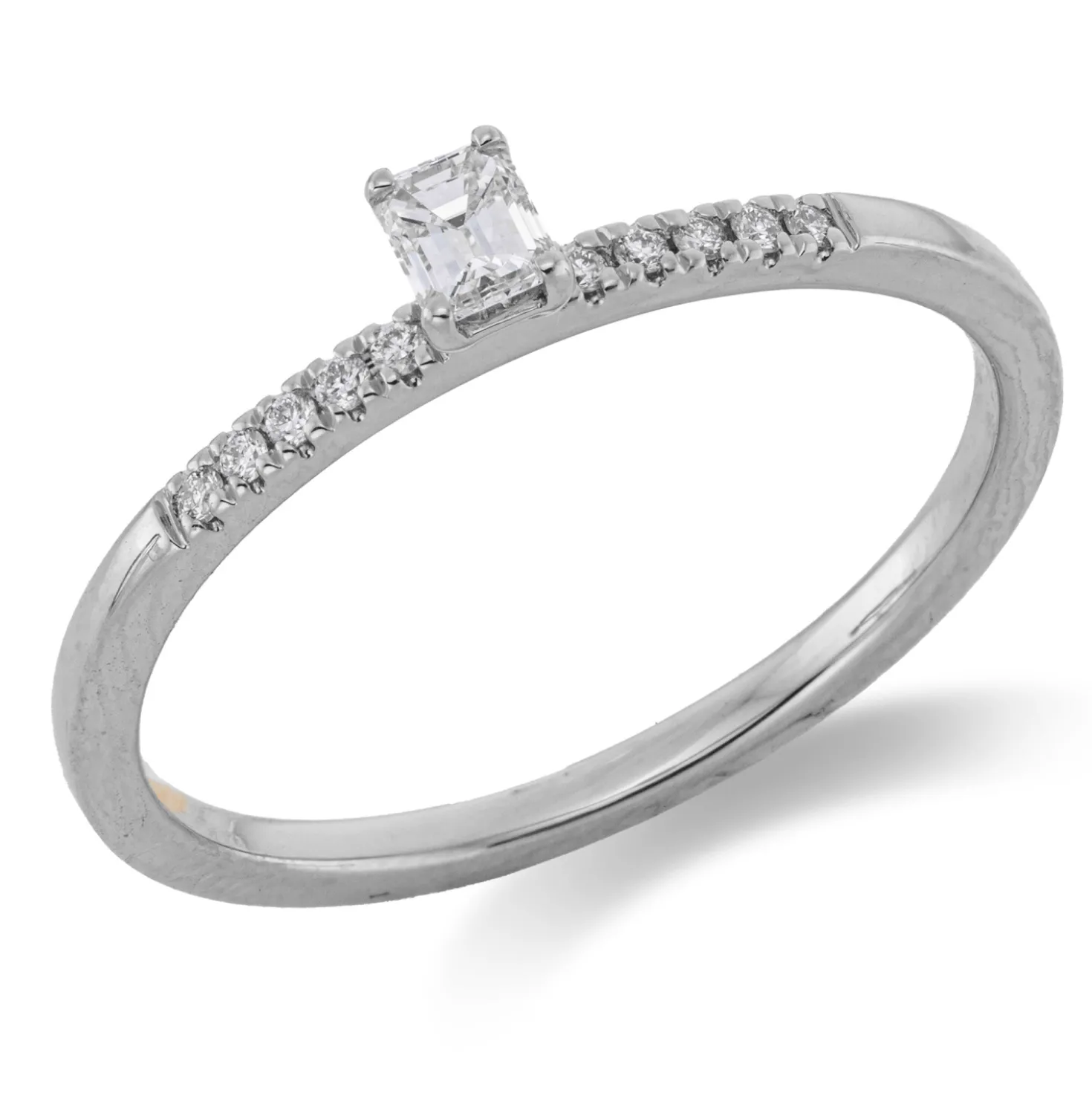 Ring aus 750 Gold Weißgold 11 Diamanten 0,19ct TW-SI B:3,6mm 4er-Krappe