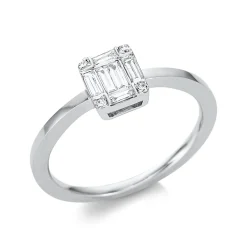 Ring aus 750 Gold Weißgold 10 Diamanten 0,3ct TW-SI B:6,7mm 4er-Krappe