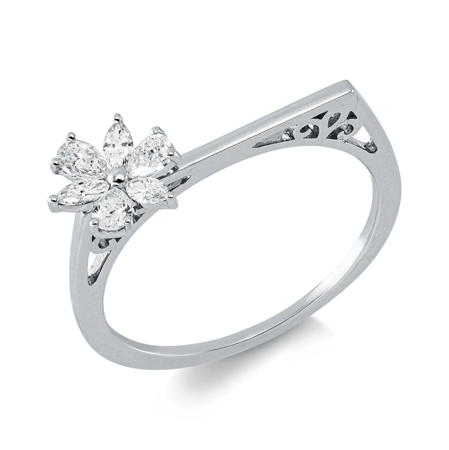 Ring aus 750 Gold Weißgold 6 Diamanten 0,29ct TW-SI H:7,3mm