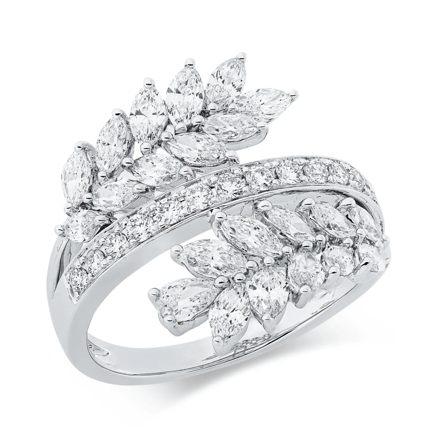Ring aus 750 Gold Weißgold 35 Diamanten 1,72ct TW-SI H:19,8mm