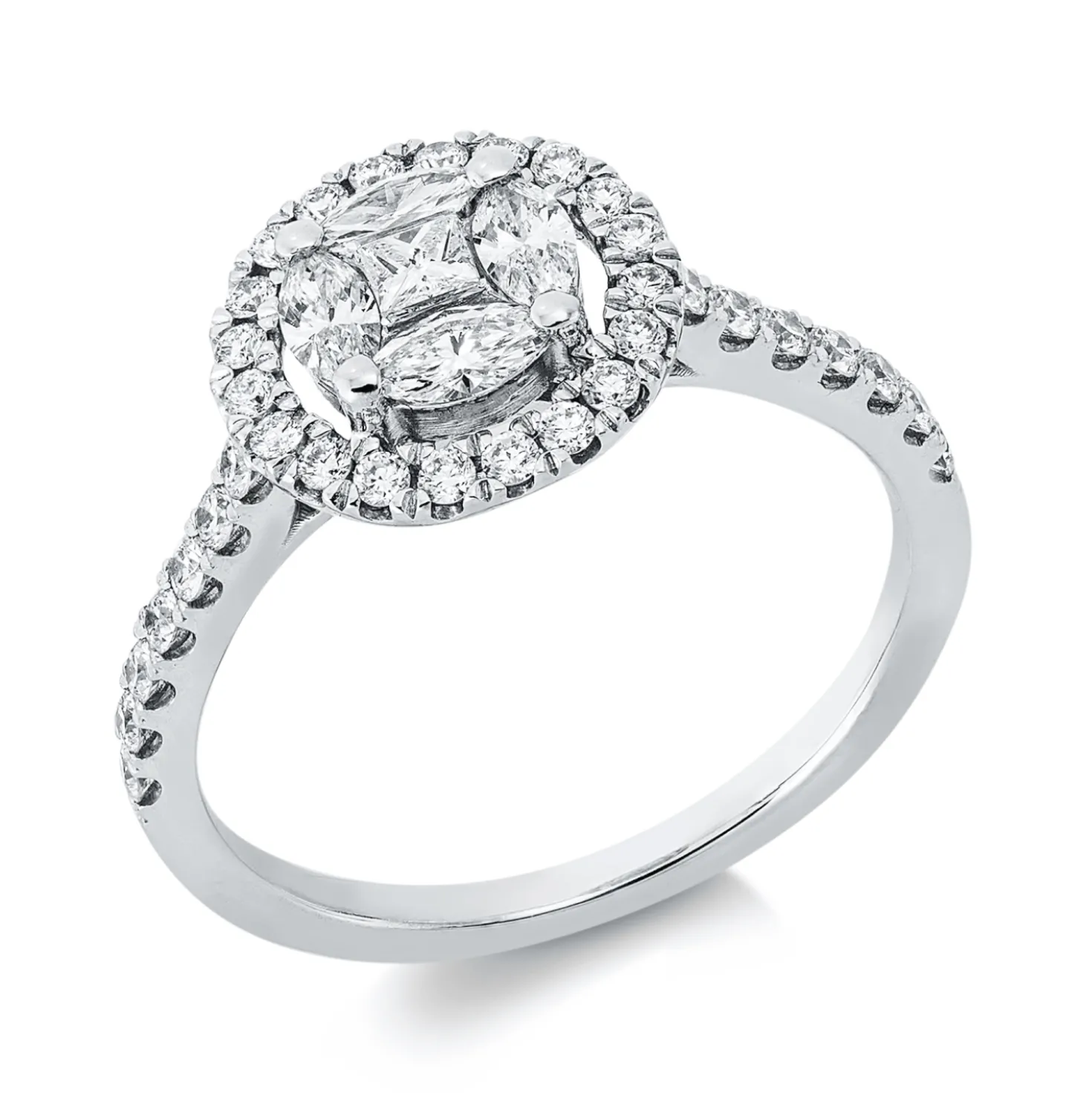 Ring aus 750 Gold Weißgold 39 Diamanten 0,76ct TW-SI Ø10,5mm