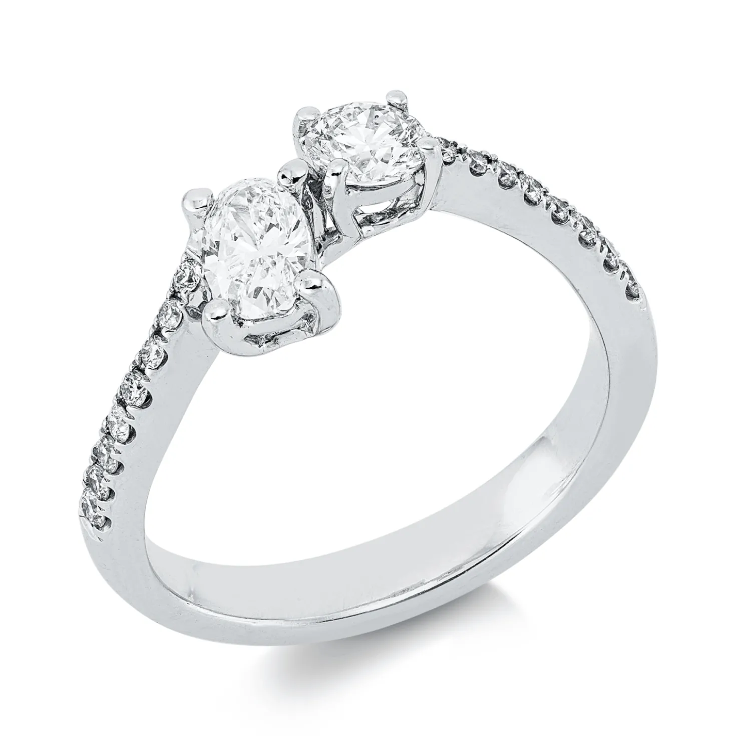 Ring aus 750 Gold Weißgold 18 Diamanten 0,73ct TW-VSI B:6,8mm