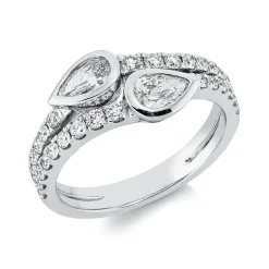 Ring aus 750 Gold Weißgold 32 Diamanten 1,13ct TW-VSI B:8,7mm