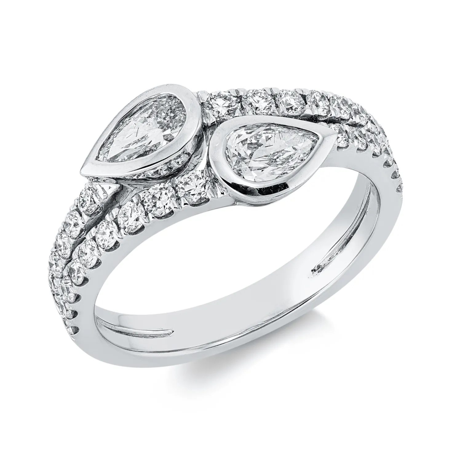 Ring aus 750 Gold Weißgold 32 Diamanten 1,13ct TW-VSI B:8,7mm