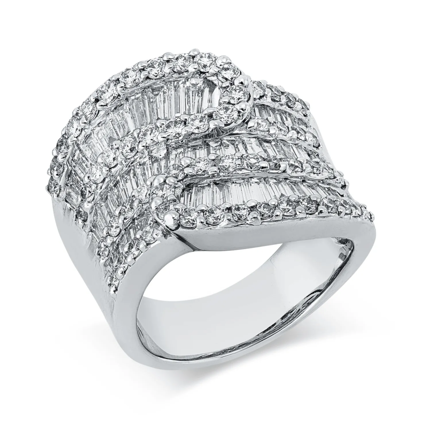 Ring aus 750 Gold Weißgold 108 Diamanten 3,36ct TW-VSI B:20,4mm