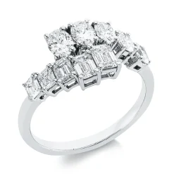 Ring aus 750 Gold Weißgold 10 Diamanten 1,61ct TW-VSI B:9,8mm