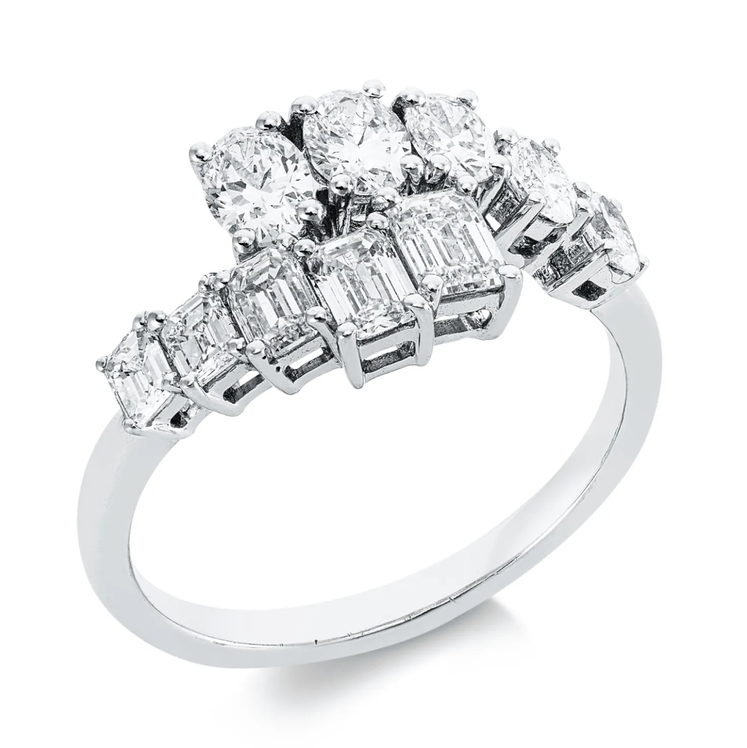 Ring aus 750 Gold Weißgold 10 Diamanten 1,61ct TW-VSI B:9,8mm
