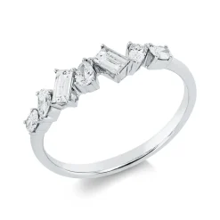 Ring aus 750 Gold Weißgold 7 Diamanten 0,49ct TW-VSI B:4,6mm