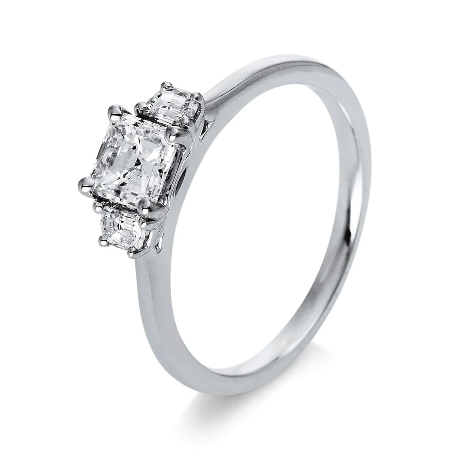 Ring aus 750 Gold Weißgold 3 Diamanten 0,79ct TW-VSI B:5,1mm 4er-Krappe