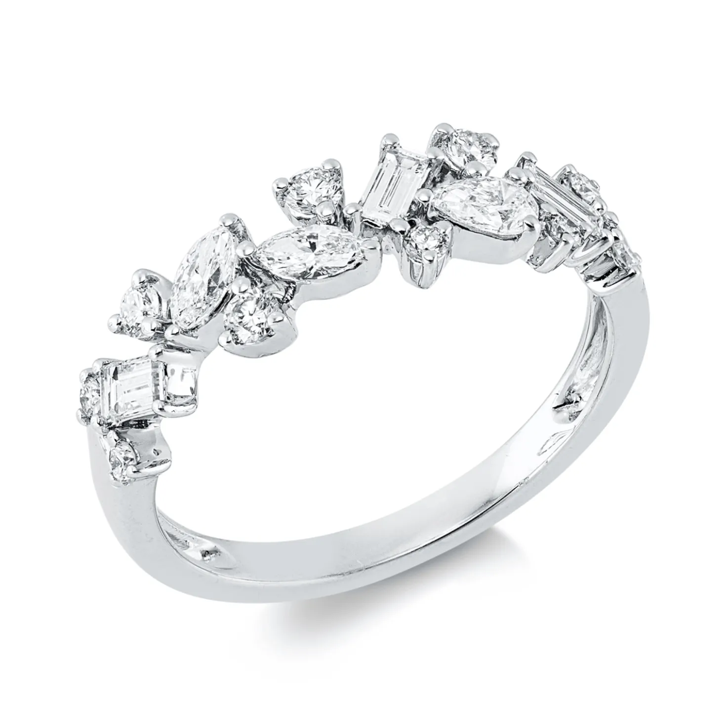Ring aus 750 Gold Weißgold 16 Diamanten 0,61ct TW-VSI/SI B:5,6mm